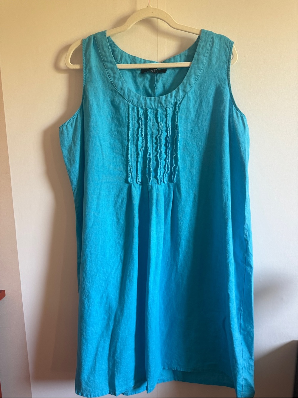 X-Two 100% Linen Turquoise Shift Dress Plus Size 16 2X Lagenlook